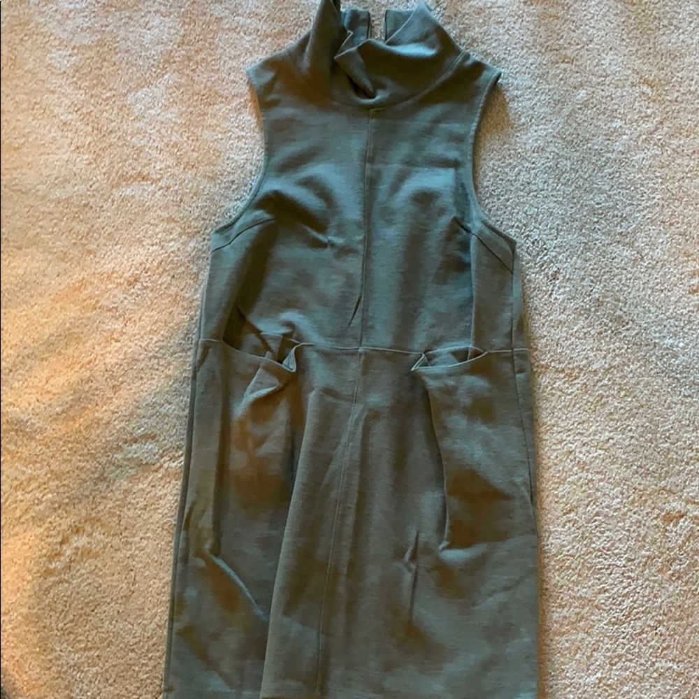 Khaki sweatshirt collared free people dress